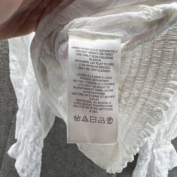 Anthropologie Shirt Womens Small White Textured Wrap Crop Blouse Top Boho - Picture 9 of 11